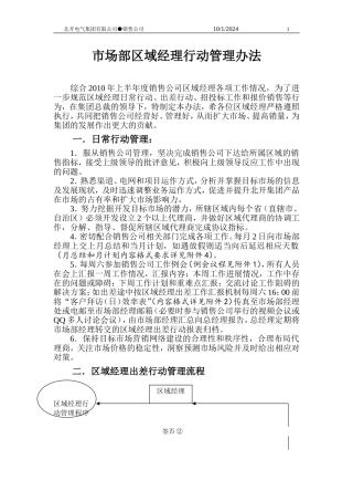 北开电气区域经理行动管理办法