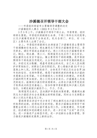 2024年沙溪镇召开领导干部大会