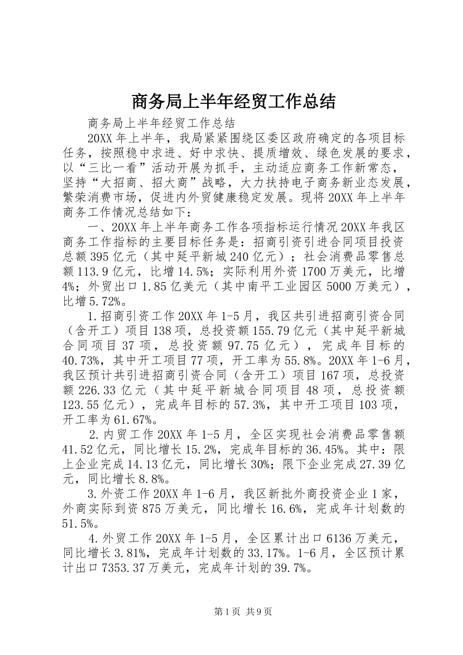2024年商务局上半年经贸工作总结_第1页