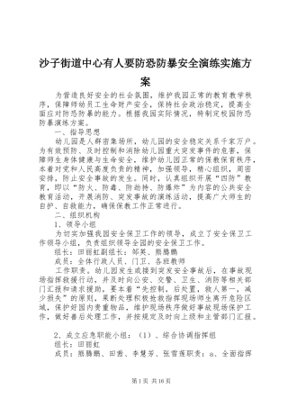2024年沙子街道中心有人要防恐防暴安全演练实施方案
