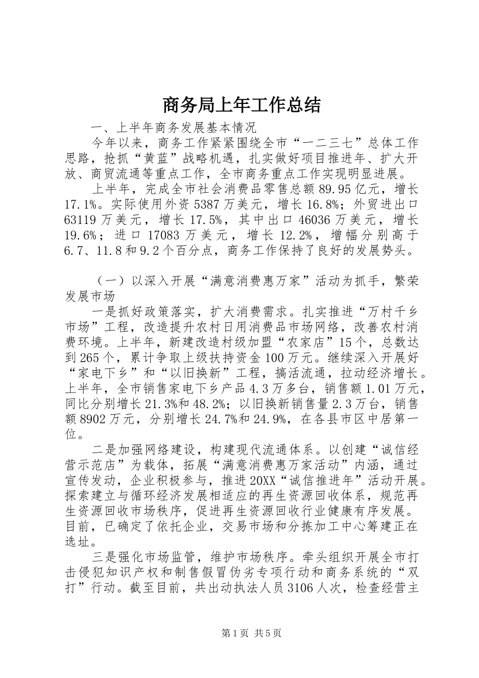 2024年商务局上年工作总结_第1页