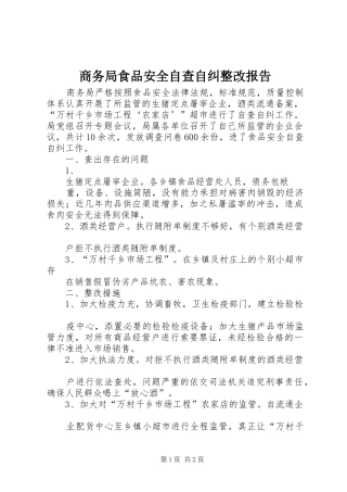 2024年商务局食品安全自查自纠整改报告