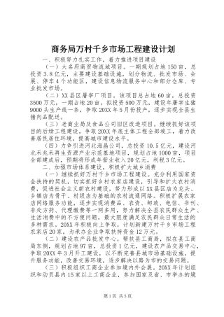 2024年商务局万村千乡市场工程建设计划