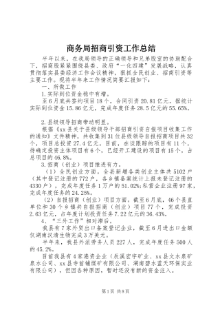 2024年商务局招商引资工作总结