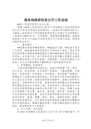 2024年商务局政府信息公开工作总结