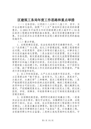 2024年区建筑工务局年度工作思路和重点举措