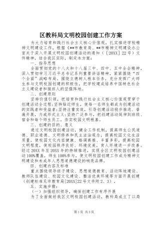 2024年区教科局文明校园创建工作方案