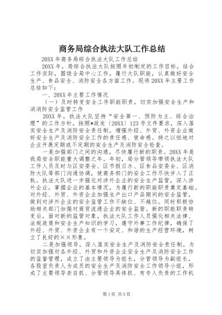 2024年商务局综合执法大队工作总结