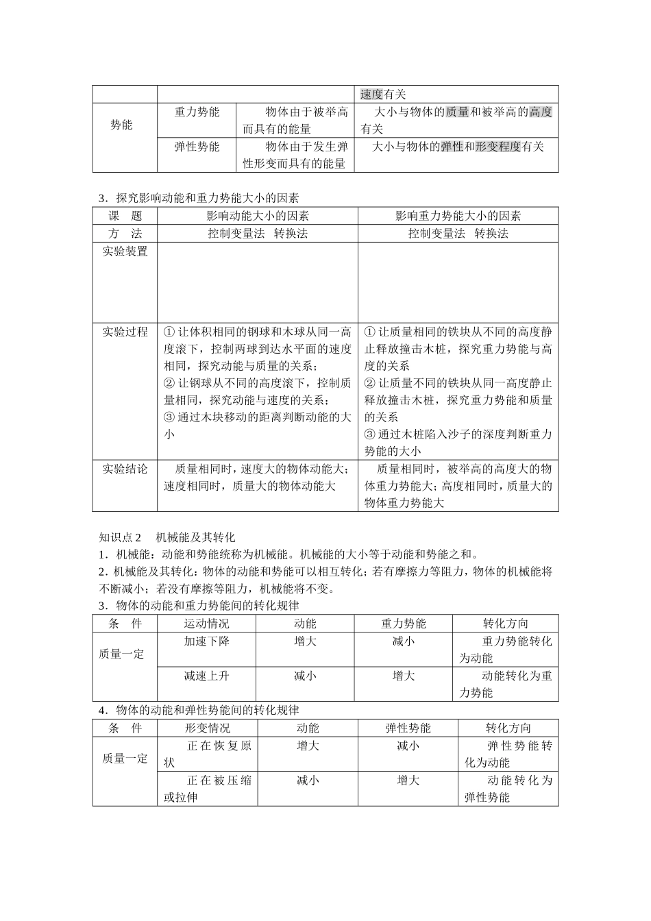 北师大第10章机械能和内能及其转化复习教案_第2页