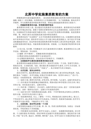 北厍中学实施素质教育的方案