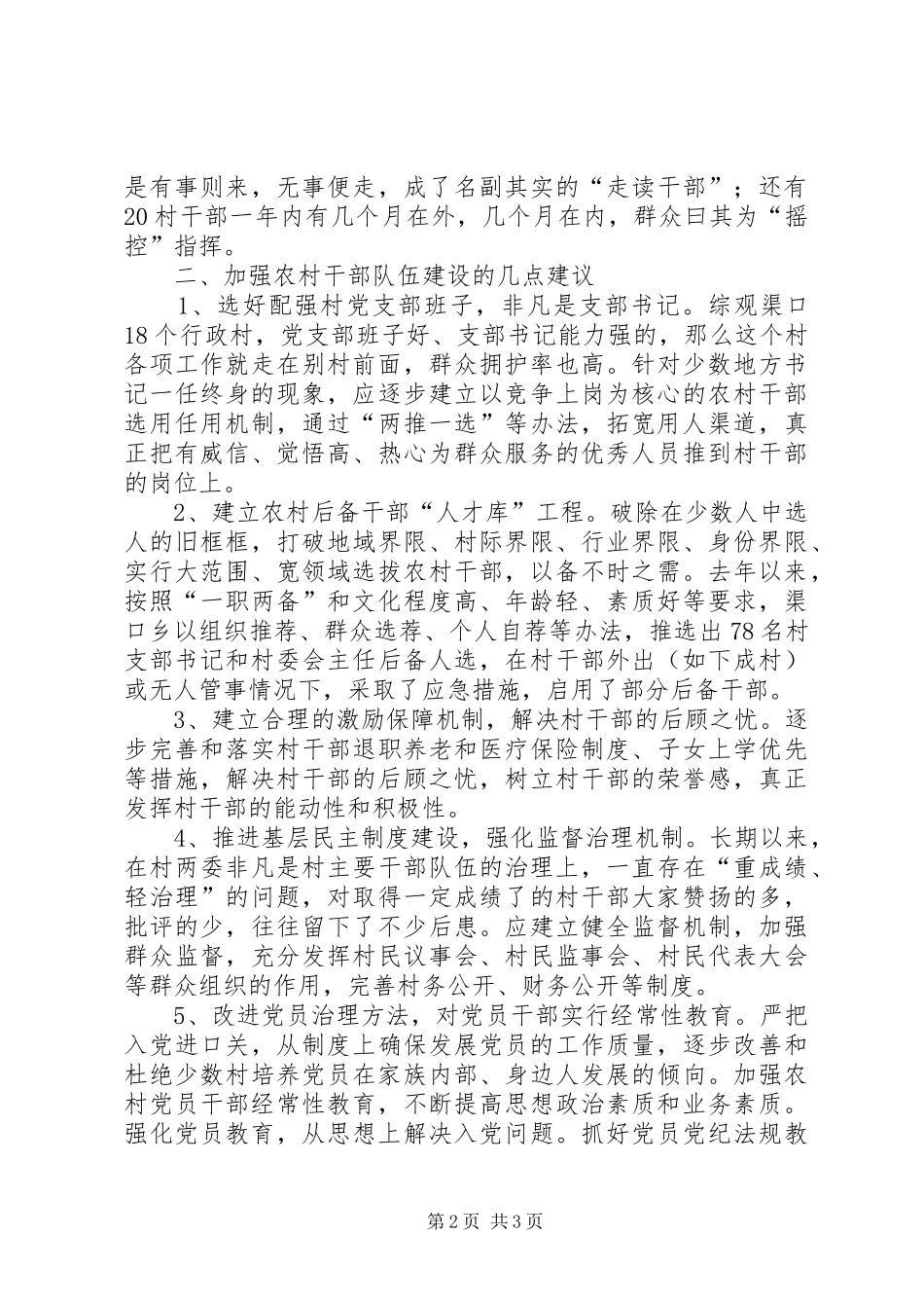 2024年山区农村干部队伍建设工作意见_第2页