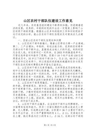 2024年山区农村干部队伍建设工作意见