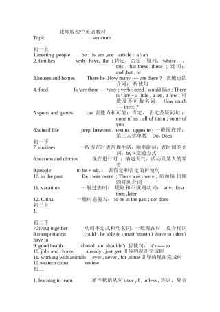 北师版初中英语目录