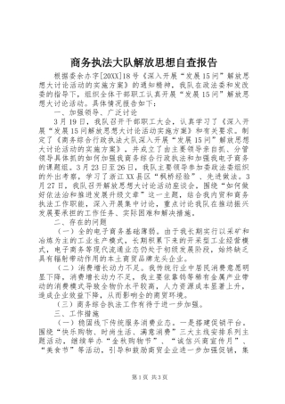 2024年商务执法大队解放思想自查报告