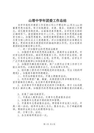 2024年山塔中学年团委工作总结