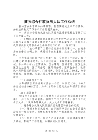 2024年商务综合行政执法大队工作总结