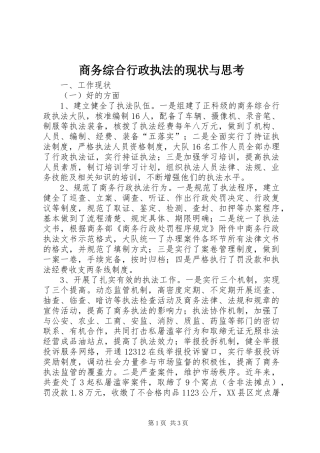 2024年商务综合行政执法的现状与思考