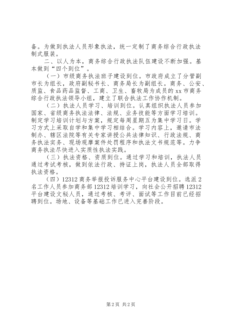 2024年商务综合行政执法支队工作总结_第2页