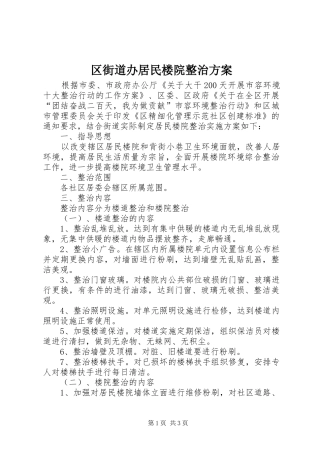 2024年区街道办居民楼院整治方案