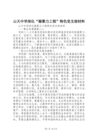 2024年山天中学深化凝聚力工程特色党支部材料