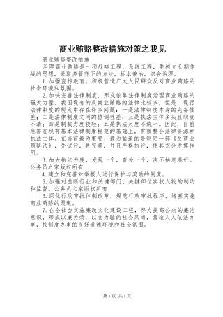 2024年商业贿赂整改措施对策之我见