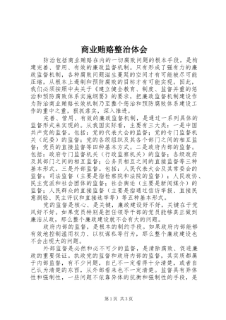 2024年商业贿赂整治体会