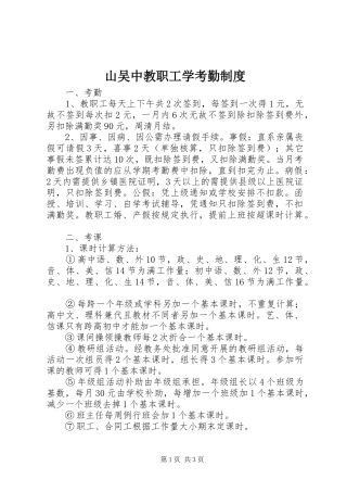 2024年山吴中教职工学考勤制度