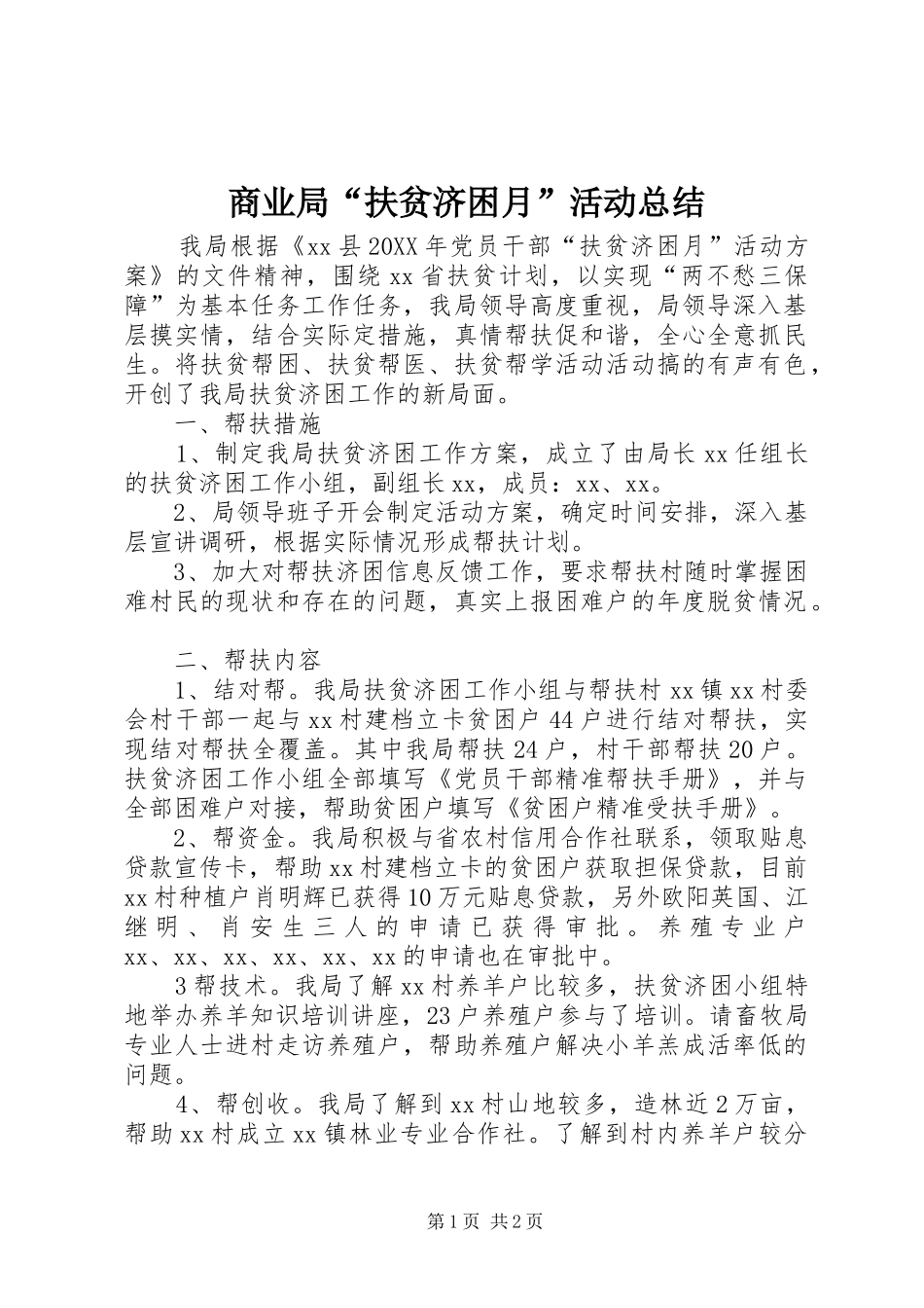2024年商业局扶贫济困月活动总结_第1页