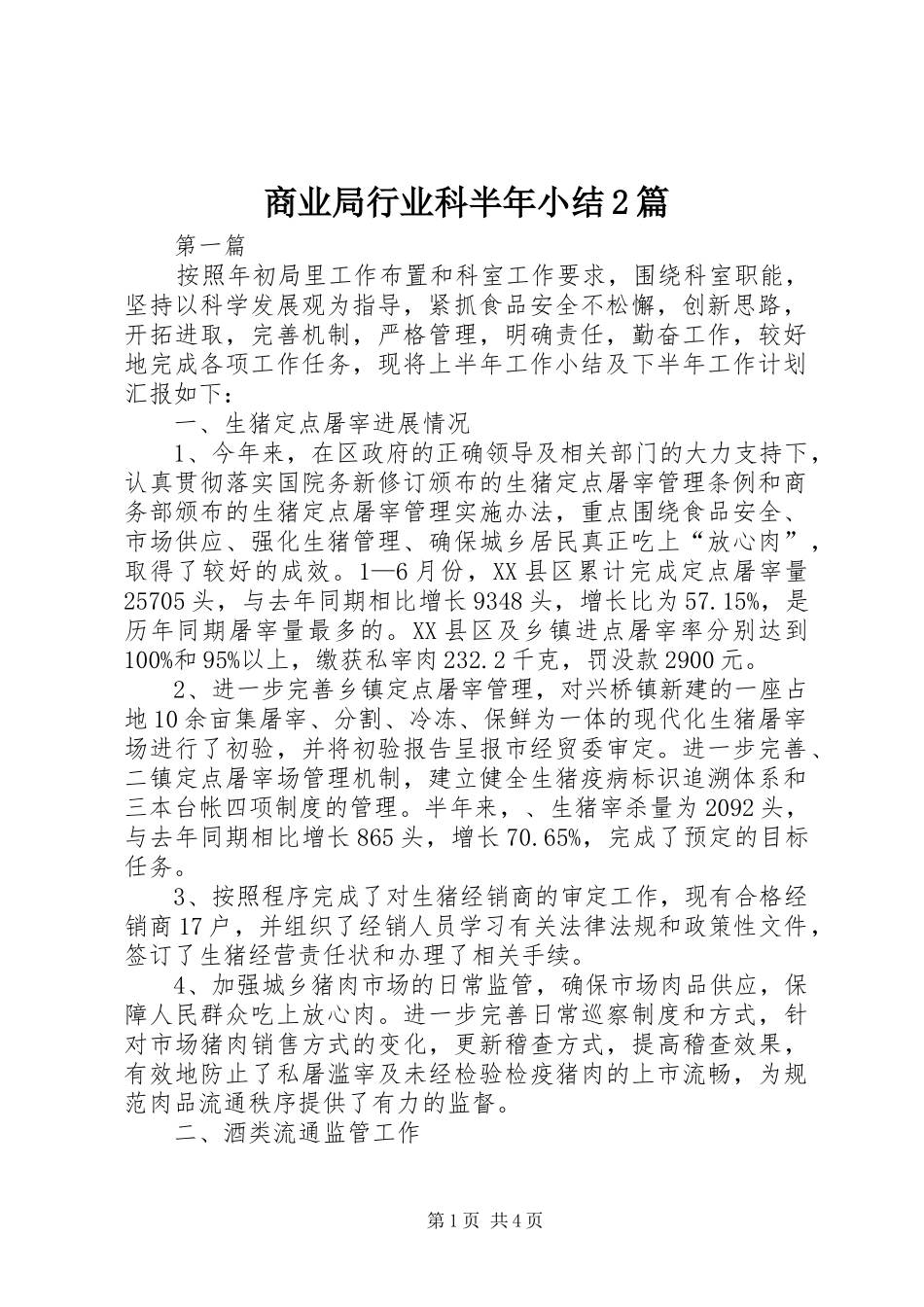 2024年商业局行业科半年小结篇_第1页