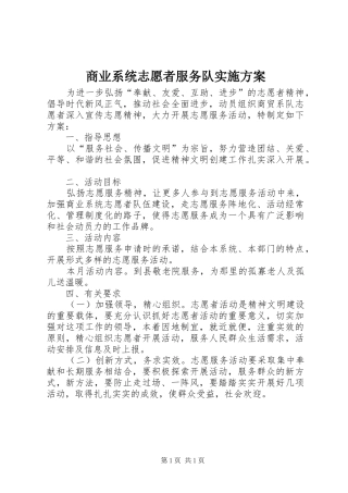 2024年商业系统志愿者服务队实施方案