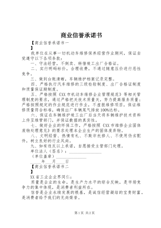 2024年商业信誉承诺书