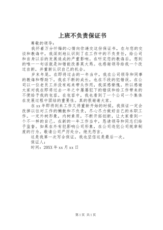 2024年上班不负责保证书