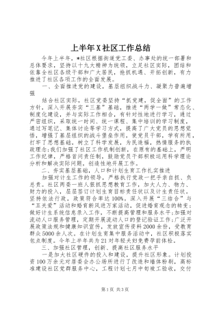 2024年上半年X社区工作总结