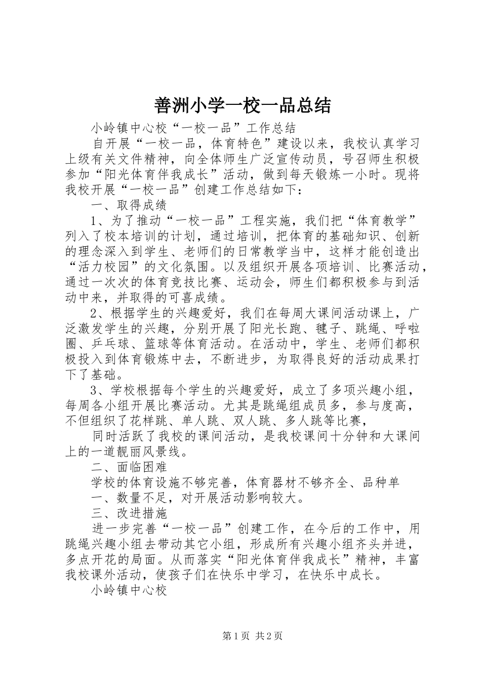 2024年善洲小学一校一品总结_第1页