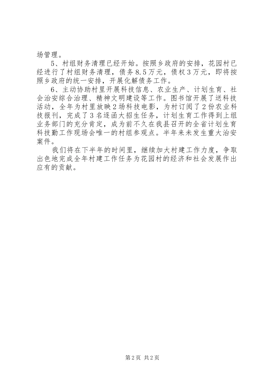2024年上半年村建工作总结_第2页