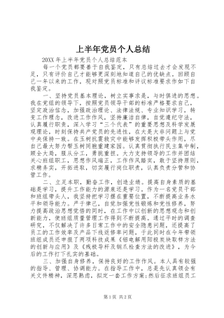 2024年上半年党员个人总结