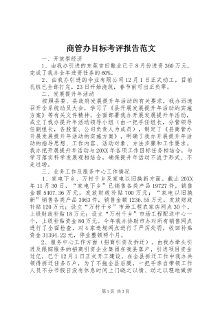 2024年商管办目标考评报告范文