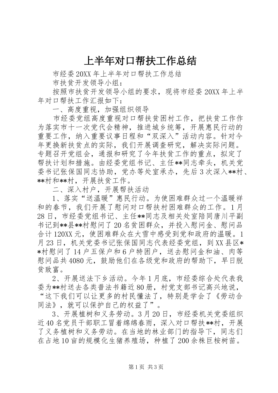 2024年上半年对口帮扶工作总结_第1页