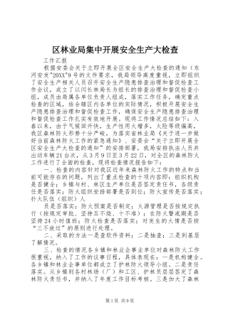 2024年区林业局集中开展安全生产大检查