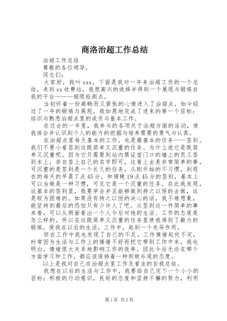 2024年商洛治超工作总结