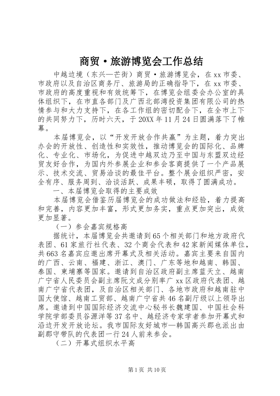 2024年商贸·旅游博览会工作总结_第1页