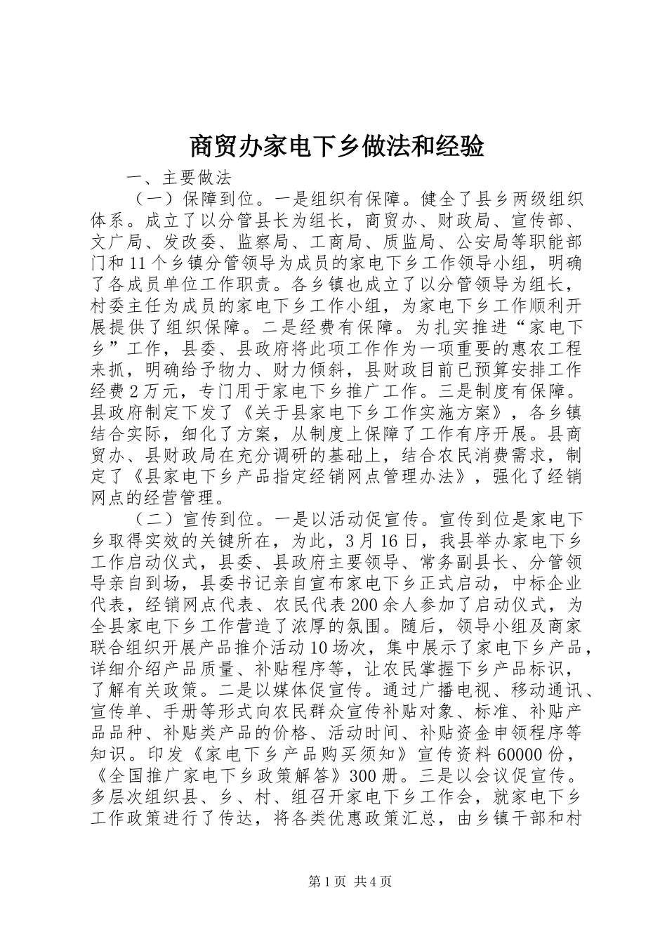 2024年商贸办家电下乡做法和经验_第1页