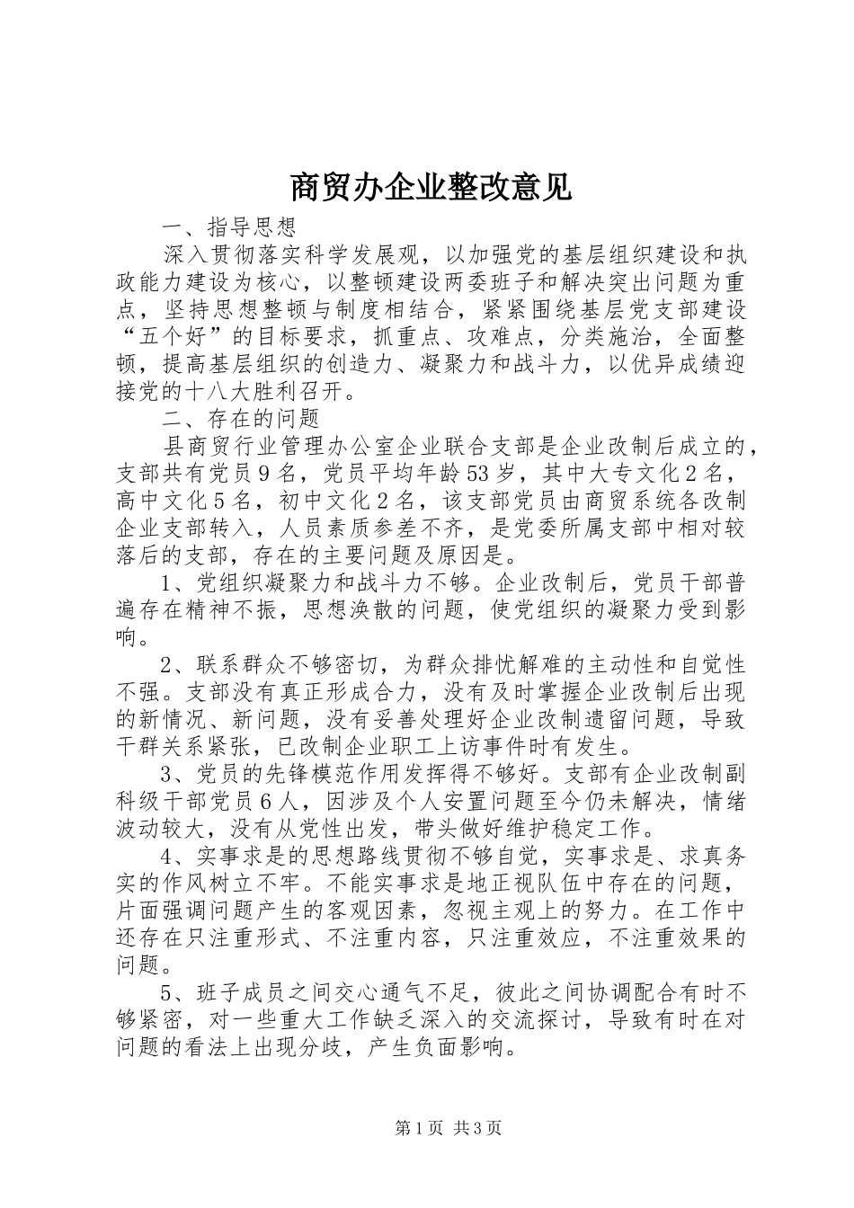 2024年商贸办企业整改意见_第1页