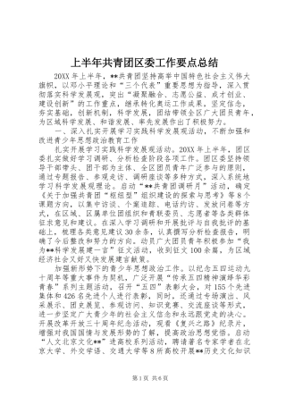 2024年上半年共青团区委工作要点总结