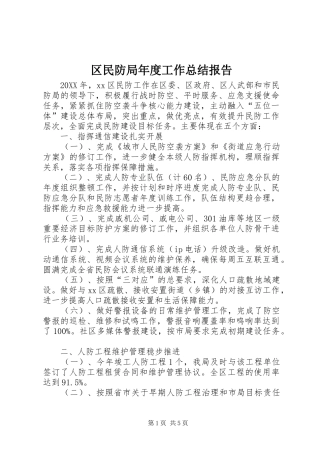 2024年区民防局年度工作总结报告