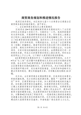 2024年商贸商务规划和推进情况报告