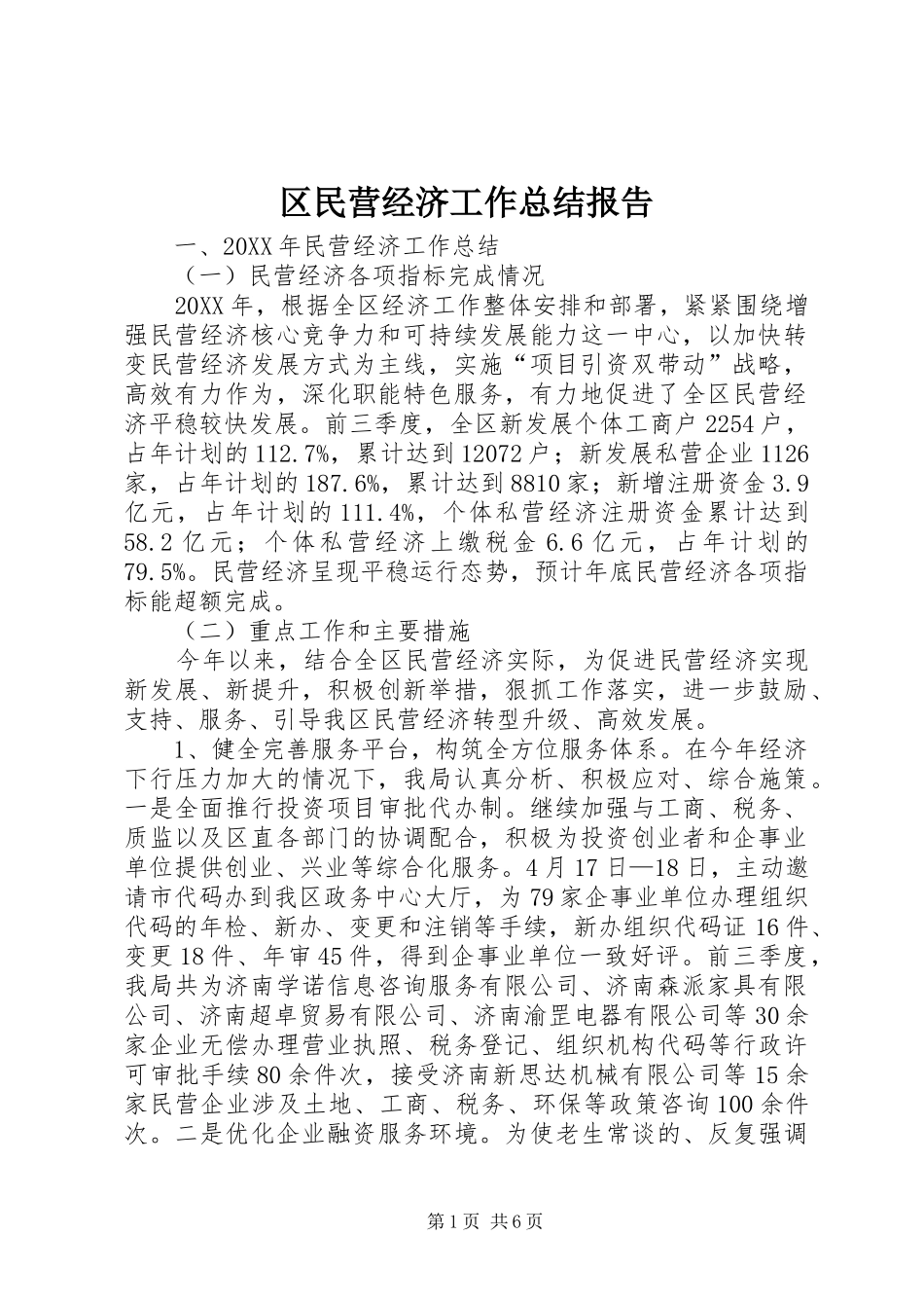 2024年区民营经济工作总结报告_第1页