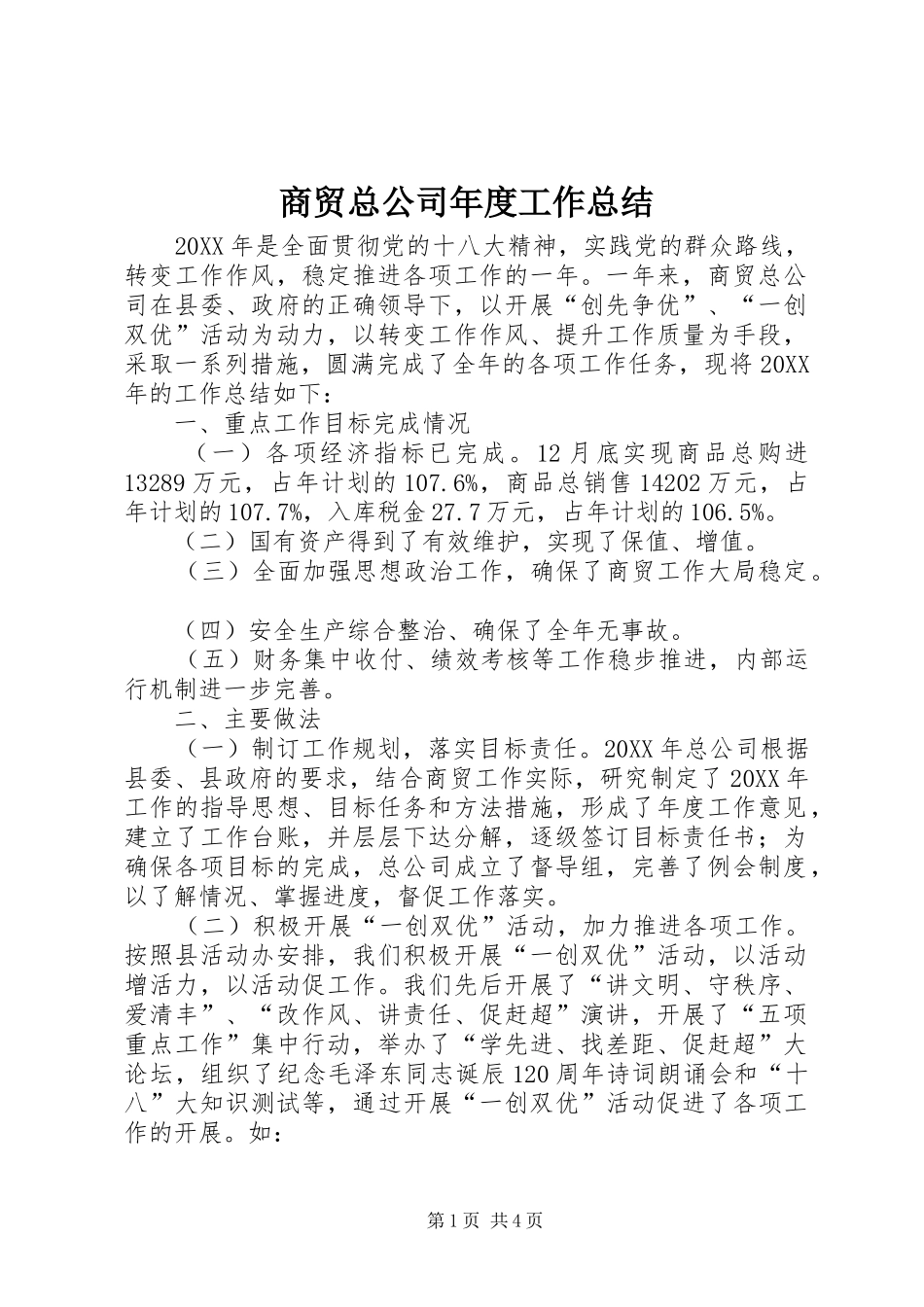 2024年商贸总公司年度工作总结_第1页