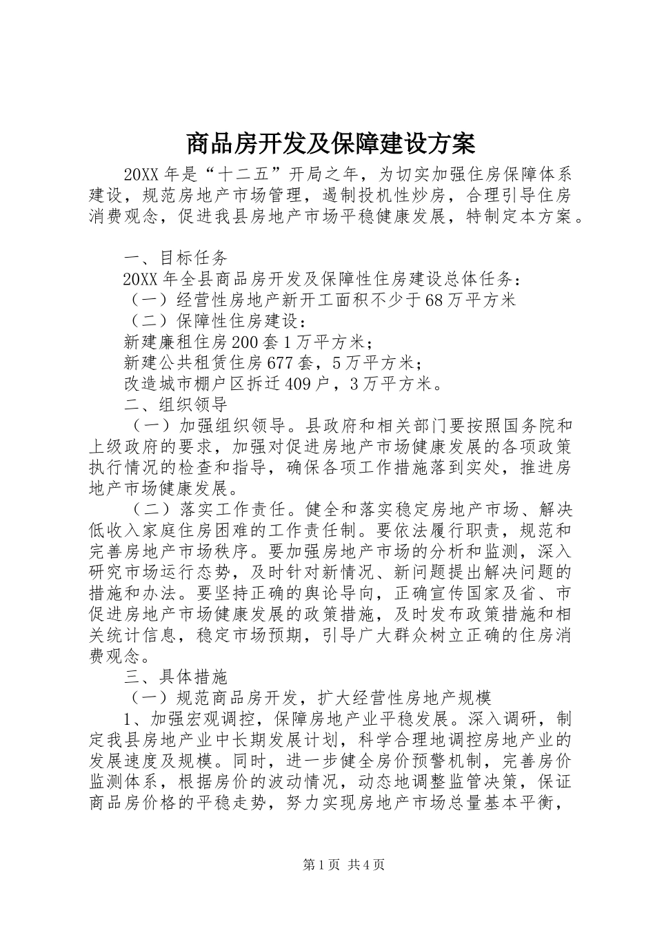 2024年商品房开发及保障建设方案_第1页