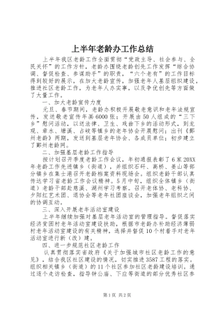 2024年上半年老龄办工作总结